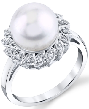 image of Cultured Freshwater Pearl (10mm) & Diamond (1/8 ct. t.w.) Ring in 10k White Gold