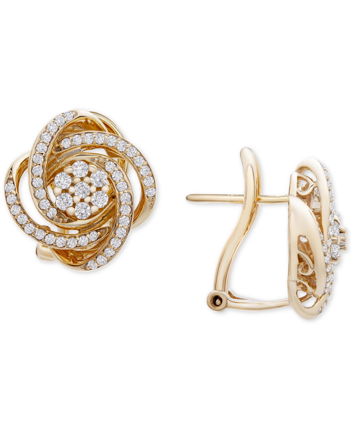 Diamond Love Knot Stud Earrings (1/2 ct. t.w.) in 14k Gold, Created for Macy's - Yellow Gold