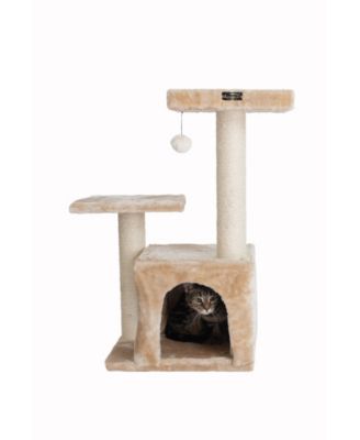 Classic Real Wood Cat Tree A3207, 32-Inch Beige - Perfect for Your Feline Friend affordable cattower
