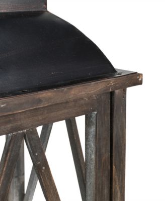 Set of 2&nbsp; Black Farmhouse Wooden Lanterns With Diamond Window Frame