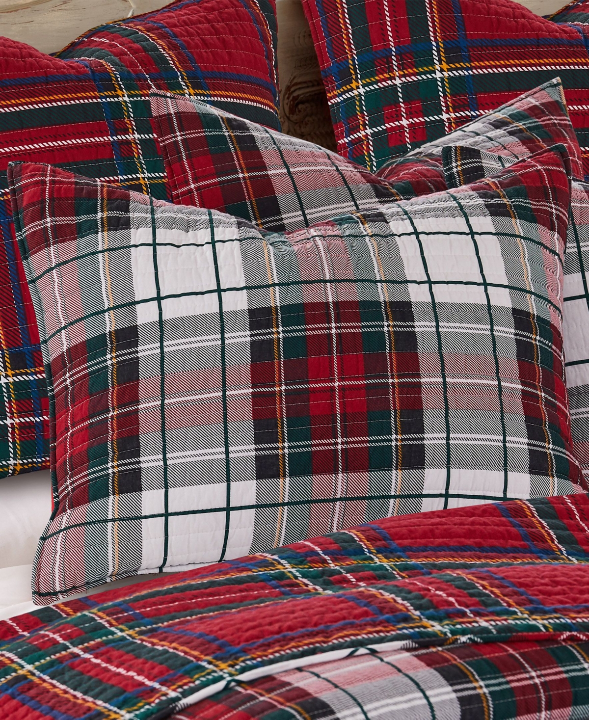 Levtex Spencer Red Plaid Quilted 2-pc. Sham Set, Standard In Red
