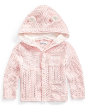 Ralph Lauren Baby Neutral Bear-Ear Hooded Cardigan