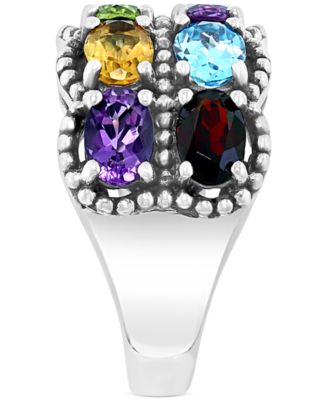 EFFY Collection EFFY® Multi-Gemstone Oval Double Row Statement Ring (4-1/2 ct. t.w.) in Sterling Silver
