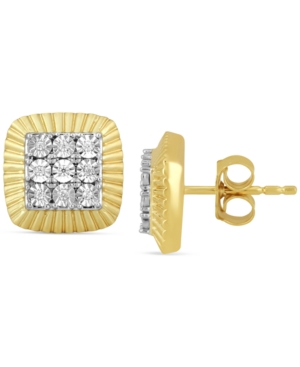 image of Men-s Diamond Square Cluster Stud Earrings (1/20 ct. t.w.) in 18k Gold-Plated Sterling Silver