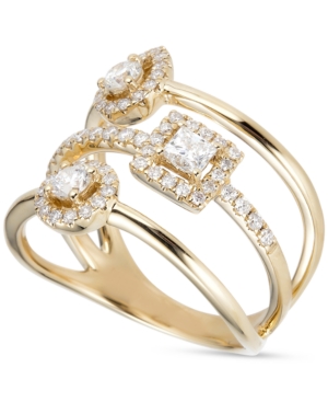 image of Diamond Halo Clusters Multi-Row Statement Ring (3/4 ct. t.w.) in 14k Gold