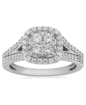 image of Diamond Halo Cluster Ring (3/4 ct. t.w.) in 10k White Gold