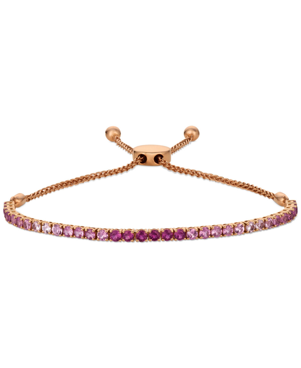 Pink Ruby (1-3/4 ct. t.w.) & White Sapphire (1/4 ct. t.w.) Ombre Bolo Bracelet in 14k Rose Gold