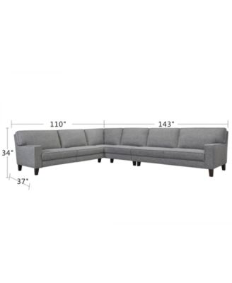 CLOSEOUT! Sandrew 4-Pc. Fabric Sectional with 2 Power Foot Rests, Created for Macy's