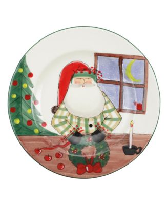 VIETRI - Vietri Old St. Nick Rimmed Round Platter w/ Wreath