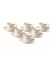 Trends Floral Design 12 Piece 2oz Espresso Cup and Saucer Set, Service for 6