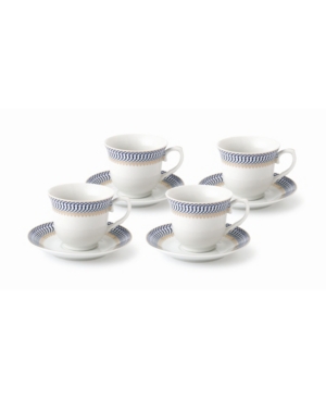 Lorren Home Trends 8 Piece 8oz Tea Or Coffee Cup And Saucer Set, Service For 4 In Blue