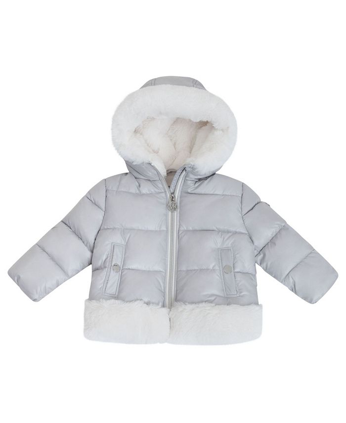 Michael Kors Baby Girls Heavy Weight Puffer Jacket with Faux Fur Detail ...