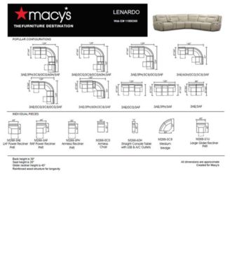 Macy's Lenardo Leather Sectional Power Motion Recliner Collection Created For Macys In Neutral
