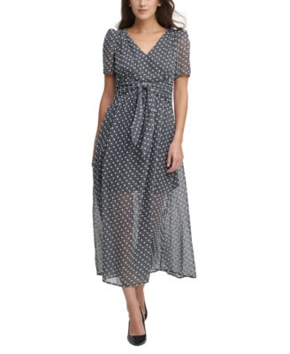 Calvin Klein - Clip-Dot Chiffon Maxi Dress