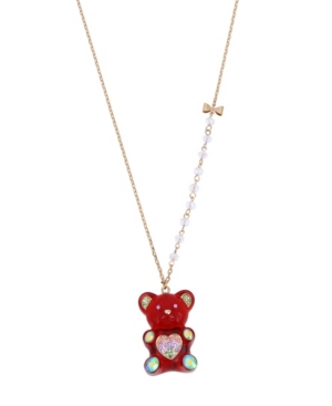 image of Betsey Johnson Festive Gummy Bead Pendant Long Necklace, 28
