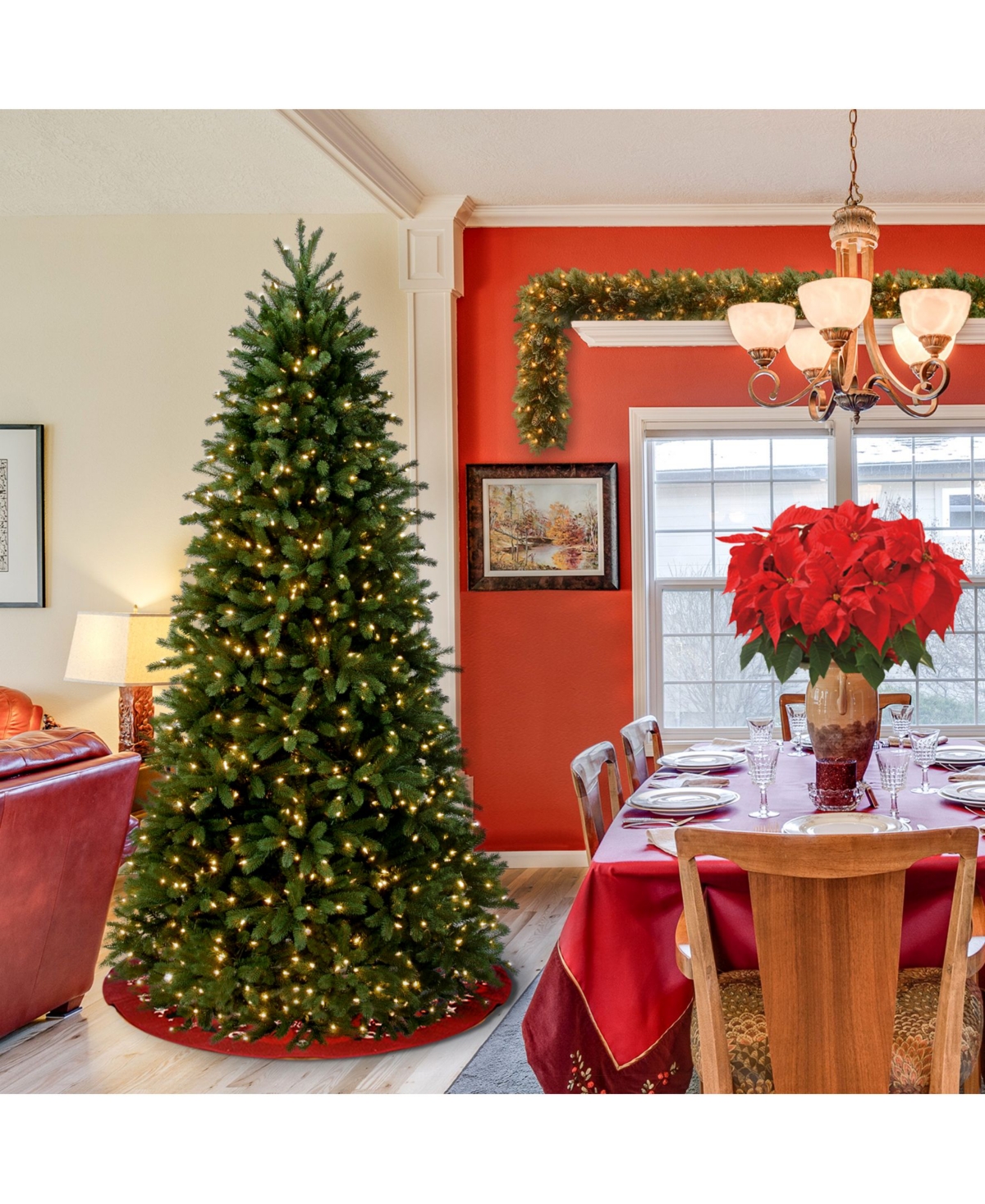 National Tree Feel Real Jersey Fraser Fir Slim Tree with 700 Clear Lights