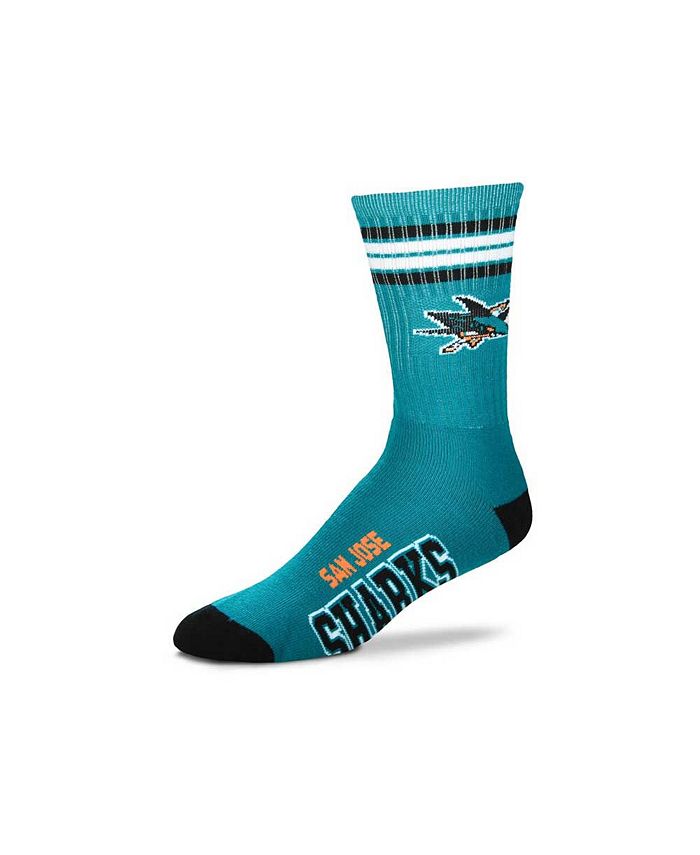 For Bare Feet - San Jose Sharks 4 Stripe Deuce Crew Socks