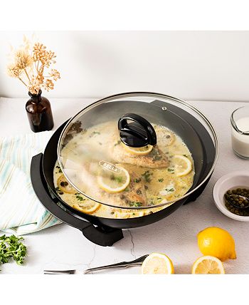 BELLA Electric Skillet and Frying Pan with Glass Lid, Nonstick Coating,  Cool Touch Handles, Removable Heating Probe, Dishwasher Safe, 12 x 12 inch