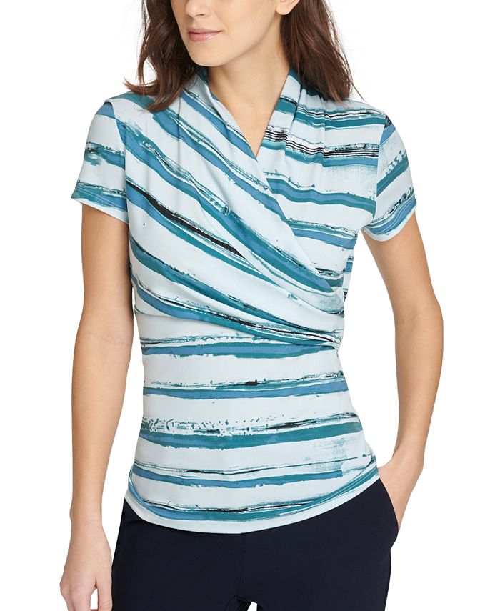DKNY Printed Surplice Top Macy's