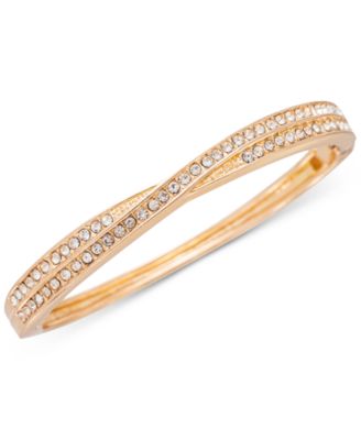 Charter Club - Gold-Tone Pav&eacute; Crisscross Bangle Bracelet