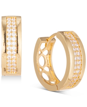 image of Charter Club Gold-Tone Pave Wide Small Hoop Earrings, .65