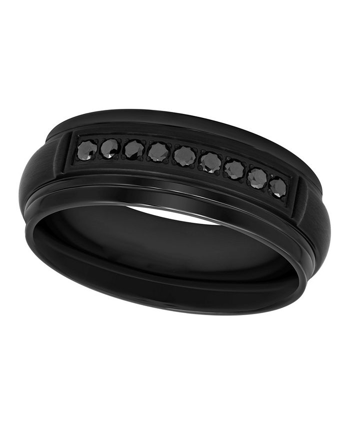 C C Jewelry Macy s Men s Black Certified Diamond Domed Stainless