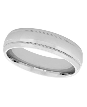 image of Macy-s Unisex Polished Milgrain 925 Sterling Silver Wedding Band