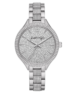 image of Women-s Kendall + Kylie Silver Tone Crystal Embellished Stainless Steel Strap Analog Watch 40mm