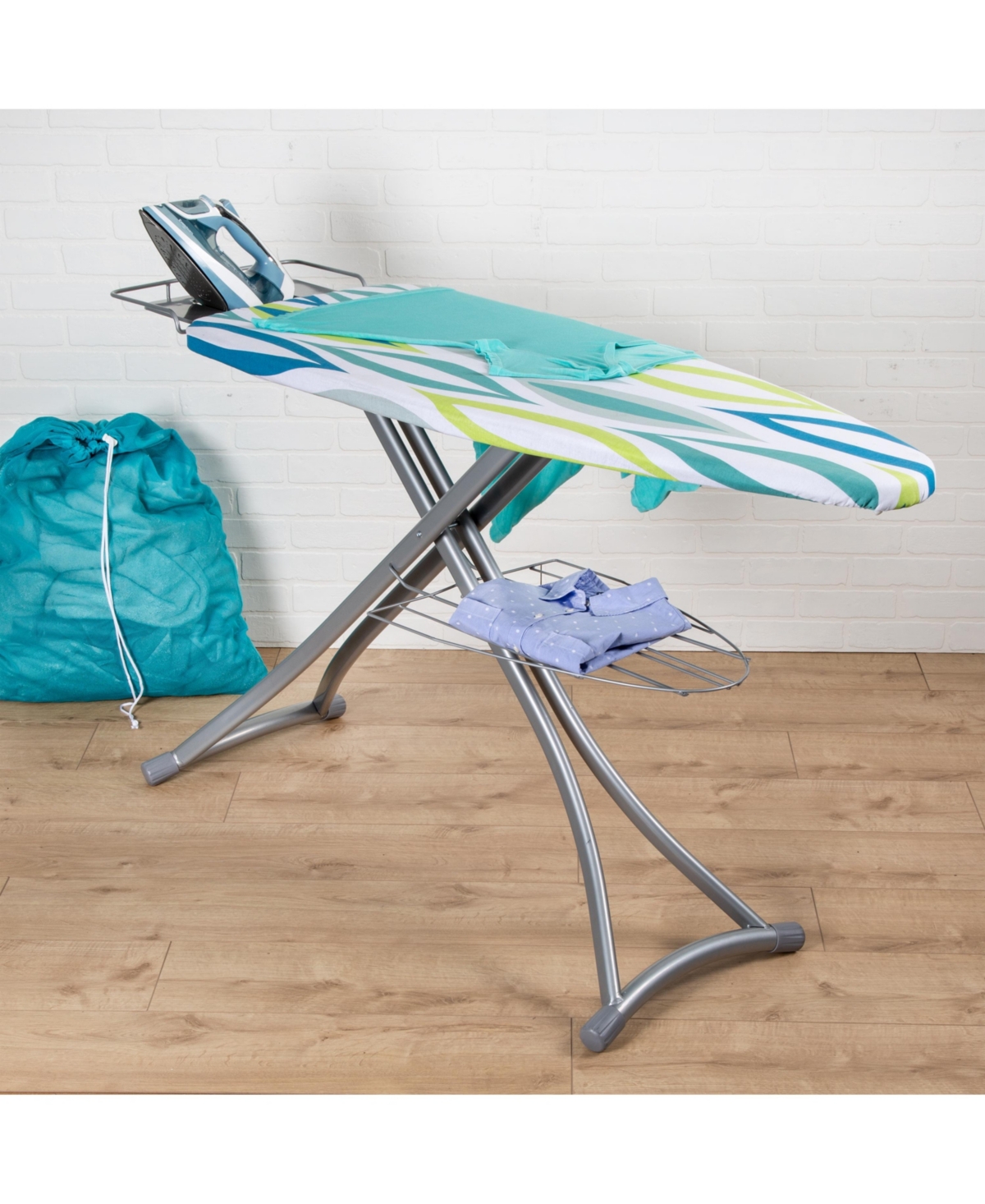Shop Honey Can Do Ironing Board With Iron Rest And Shelf In Blue,chrome