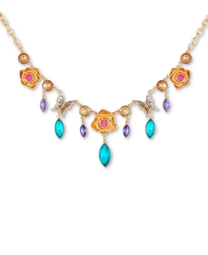 image of Guess Gold-Tone Multicolor Crystal Frontal Necklace, 16