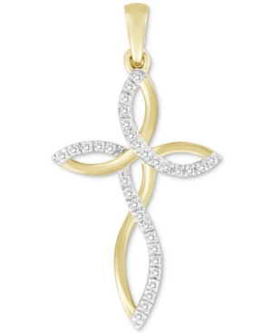 image of Diamond Open Cross Pendant (1/10 ct. t.w.) in 10k Gold