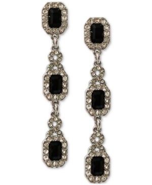image of Charter Club Silver-Tone Pave & Jet Crystal Linear Drop Earrings, Created for Macy-s