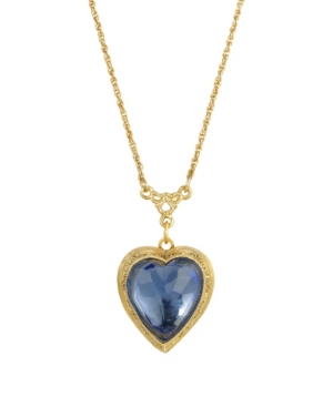 image of 2028 Women-s 14K Gold Dipped Blue Glass Heart Necklace