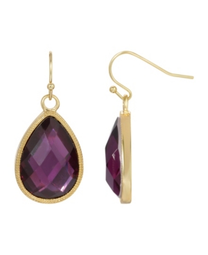 image of 2028 Women-s Gold Tone Purple Pear Shape Drop Earring