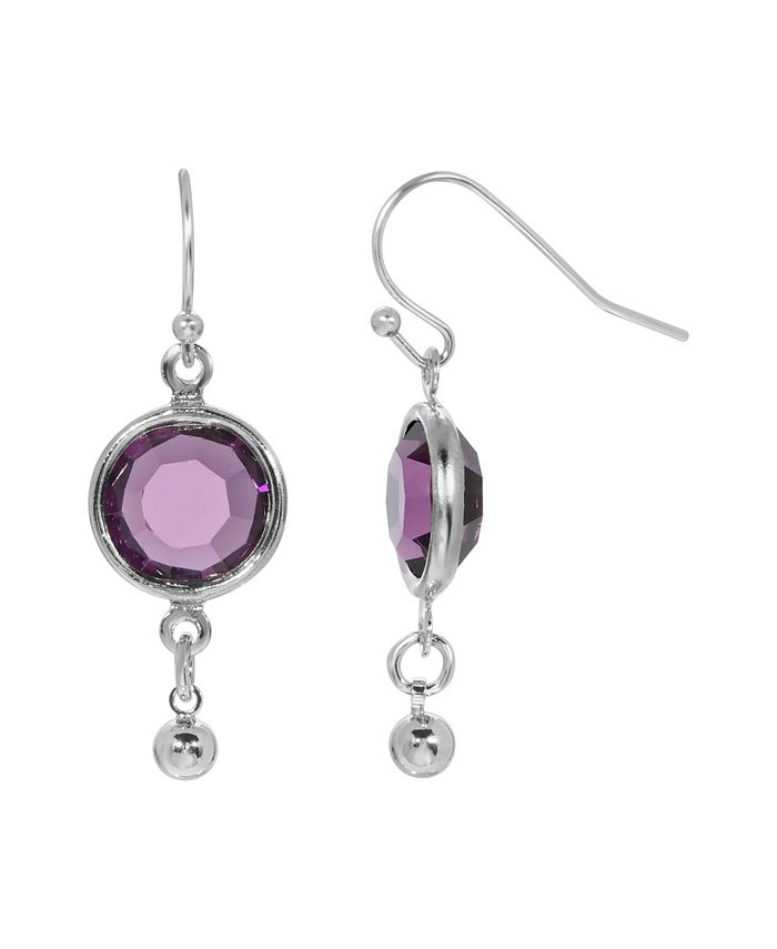 2028 Women's Silver Tone Purple Channel Drop Wire Earring - Macy's