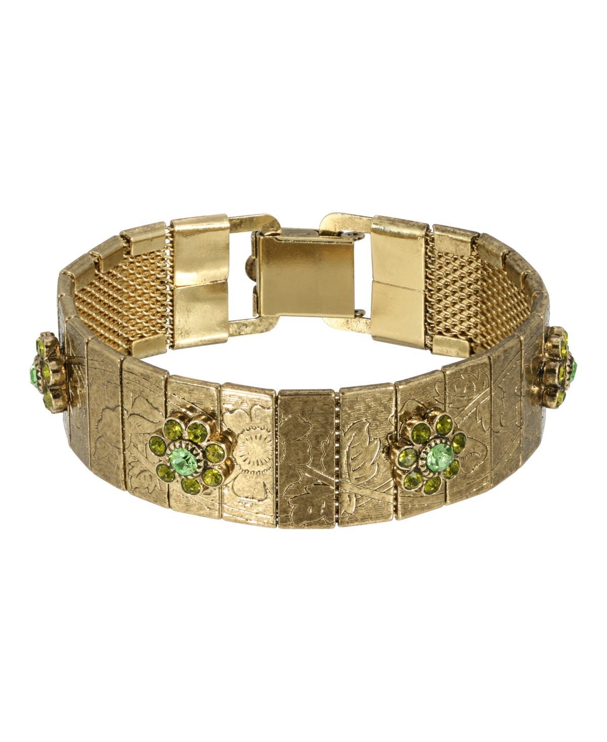 2028 Women's Brass Olivine Flower Bracelet In Green
