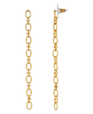 image of 2028 Women-s 14K Gold Dipped Linear Cable Chain Earrings