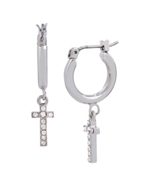 image of Cross Huggie Hoop Earrings