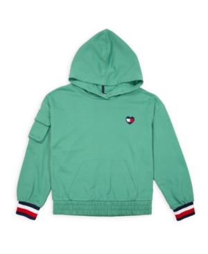 image of Big Girl Popover Hoodie with Heart Flag Patch