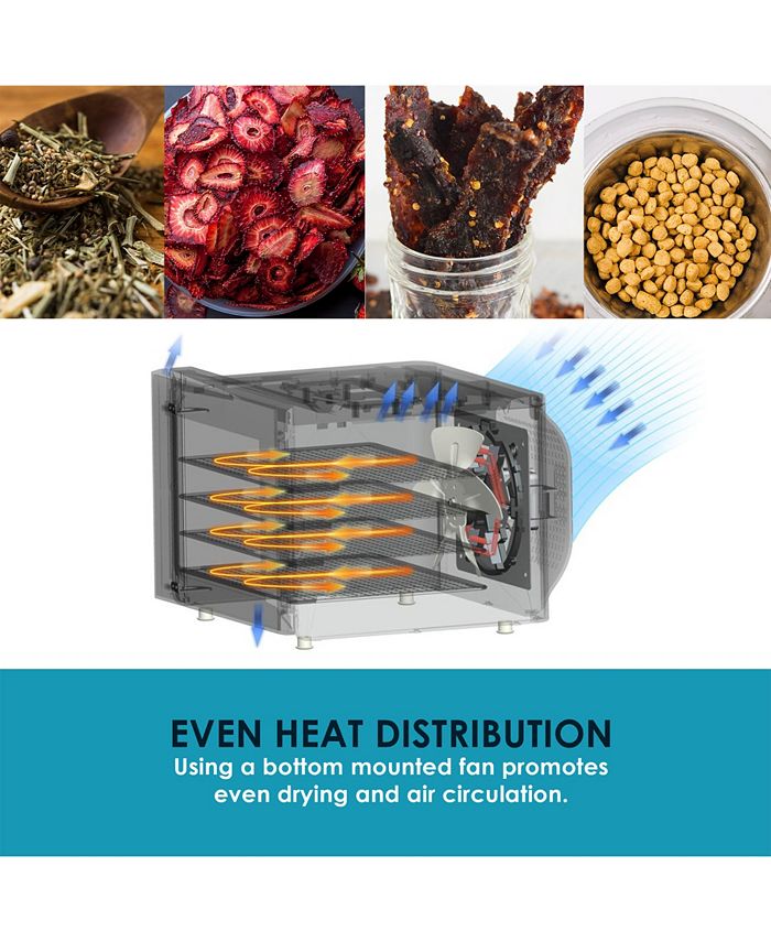 Elite Gourmet 4 Tray Digital Food Dehydrator with Stainless Steel Trays