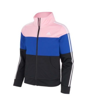 image of Little Girls Zip Front Color Block Tricot Jacket