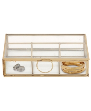 Cosmoliving By Cosmopolitan Gold Glass Modern Jewelry Box , 2" X 9" X 6" In Gold-tone