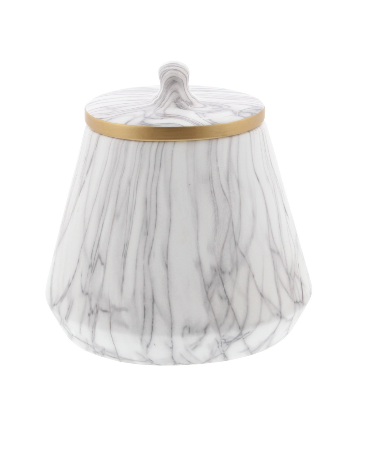 Cosmoliving By Cosmopolitan White Stoneware Contemporary Decorative Jar, 10" X 9" X 7"