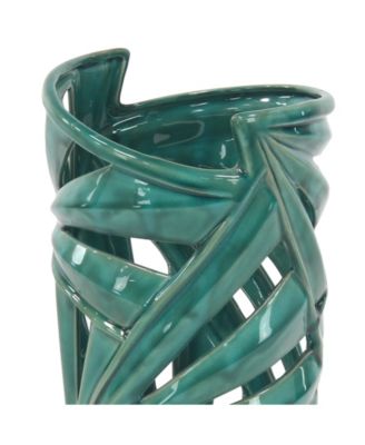 by Cosmopolitan Green Stoneware Vase, 16 x 7 x 8