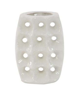 by Cosmopolitan Set of 3 White Stoneware Modern Vase, 5" x 8"