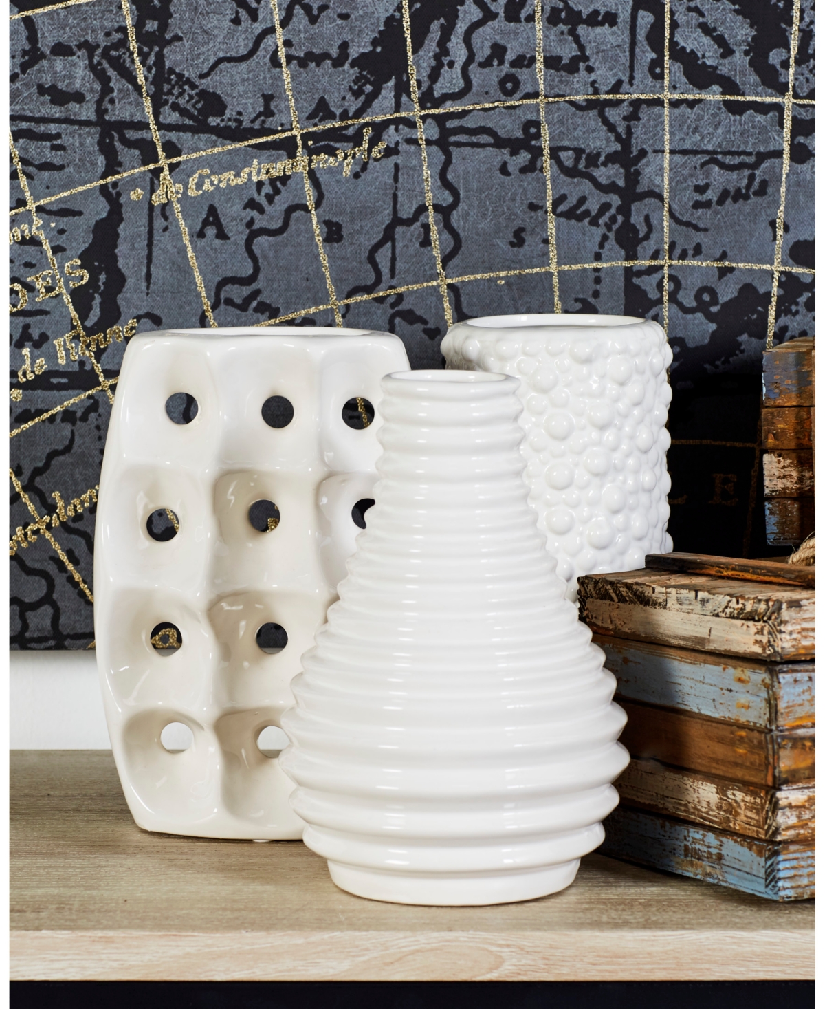 CosmoLiving by Cosmopolitan Set of 3Stoneware Modern Vase, 5
