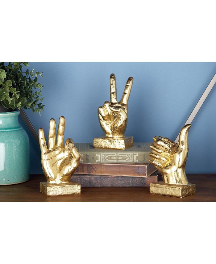 CosmoLiving Large, Metallic Hand Sculpture Table Decor Statues with ...