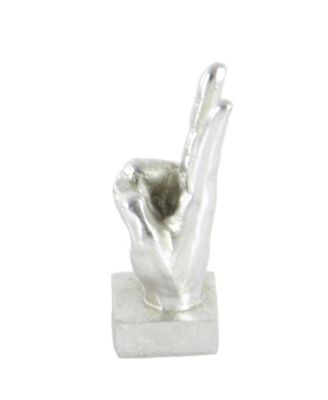 by Cosmopolitan Set of 3 Silver Polystone Traditional Hand Sculpture, 7", 7", 6"