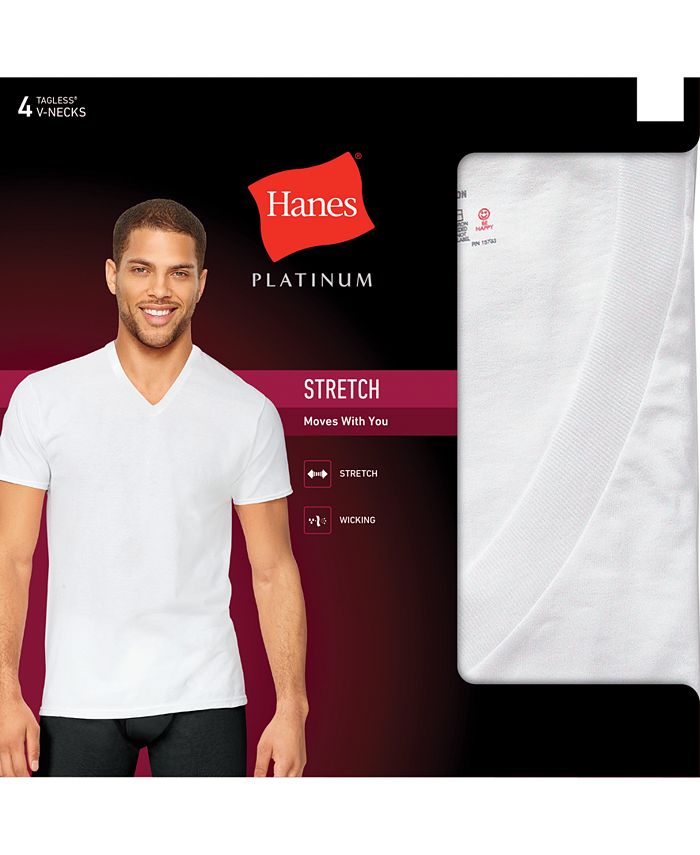 Hanes Men's 4-Pk. Platinum Stretch V-Neck T-Shirts - Macy's