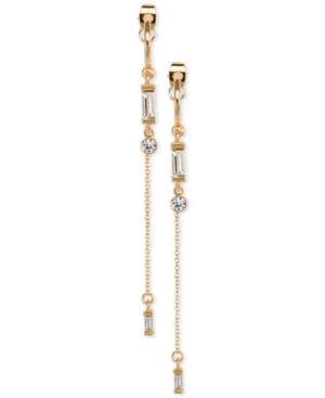 image of Rachel Rachel Roy Gold-Tone Crystal Front-Back Linear Drop Earrings